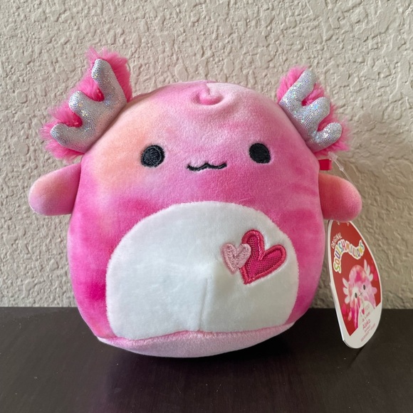 Squishmallows Aleka the Axolotl Pink Hearts Valentines 5” NWT - Picture 1 of 9